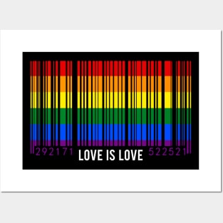 Love is Love Barcode LGBT Rainbow Flag Posters and Art